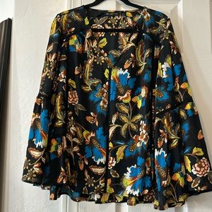 Brand new ! Black blouse with multicolor floral design
